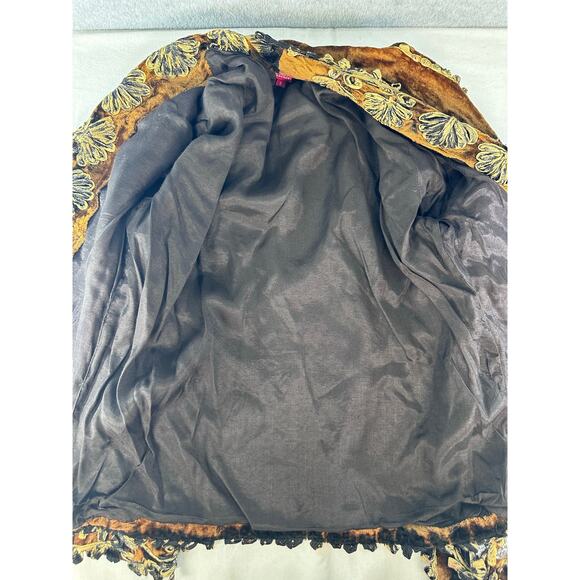 VTG Sandy Starkman Women's S Bronze Velvet Blazer Applique Baroque Bohemian RARE - Picture 6 of 11